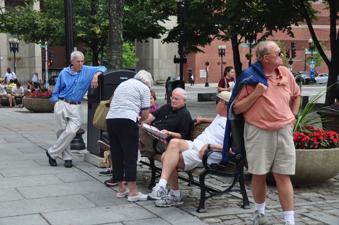 on the streets of downtown Boston